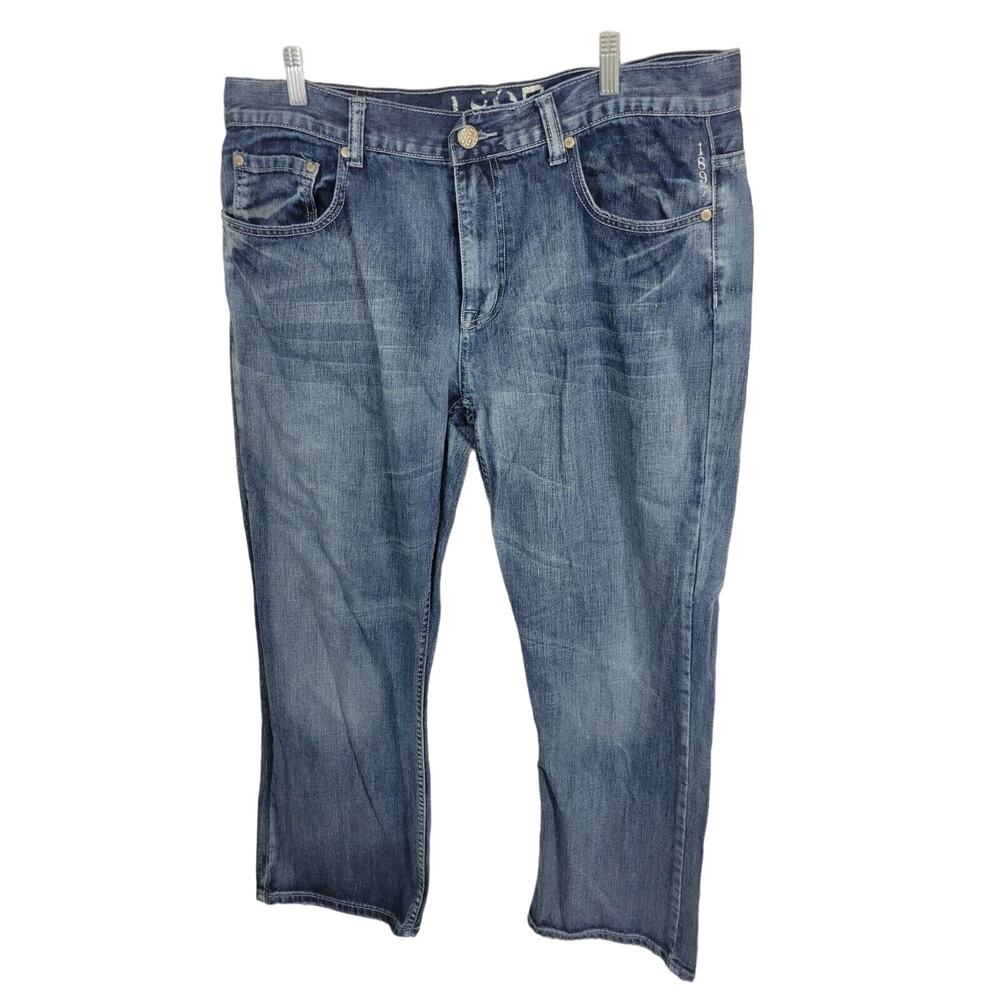 1897 Blue‎ Denim Loose Straight Leg Medium Wash Western Jeans Men's Size 36x30